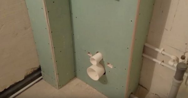 короб из гипсокартона для труб в туалете