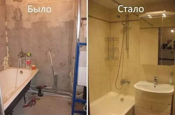 ванная в хрущевке фото до и после ремонта