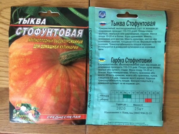 Пакетик с семенами тыквы
